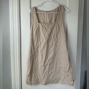 Abercrombie & Fitch Beige Linen Square Neck Mini Dress